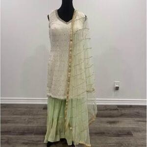 Elegant Cream and Green Women's Skirt